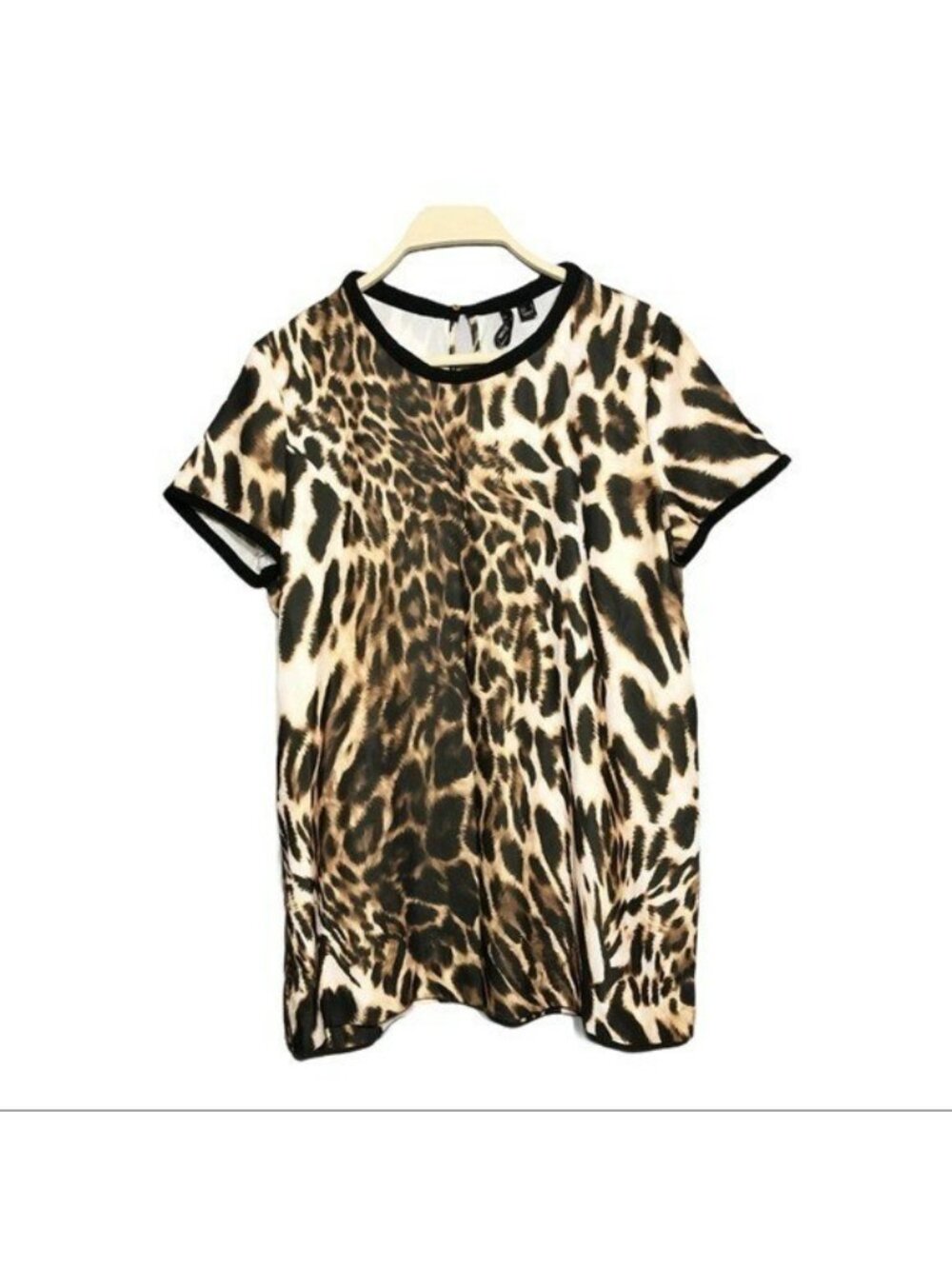 MNG Mango Blouse Top Women Size M Leopard Cheetah Snake Animal Skin Gothic Goth